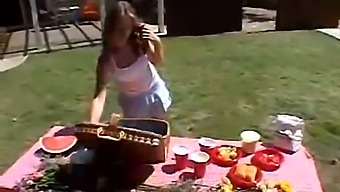 Teen Girl Little April Pleasures Herself Outdoors In Solo Video