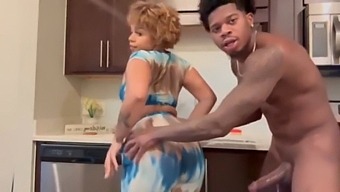 Kitchen Scene With An Ebony Teen And A Big Dick Lover